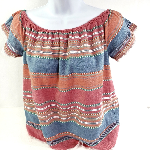 DRA Los Angeles Anthropologie Stripe Southwestern Boho Top crop small NWT - Picture 3 of 8